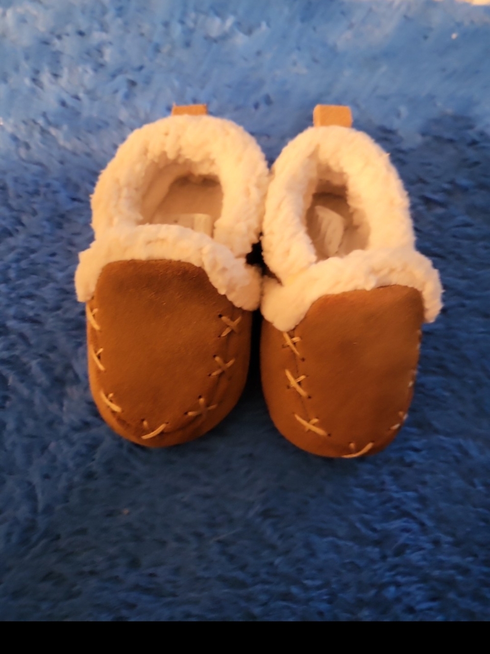 BearPaw Toddler Moccasin Slippers in Brown and White